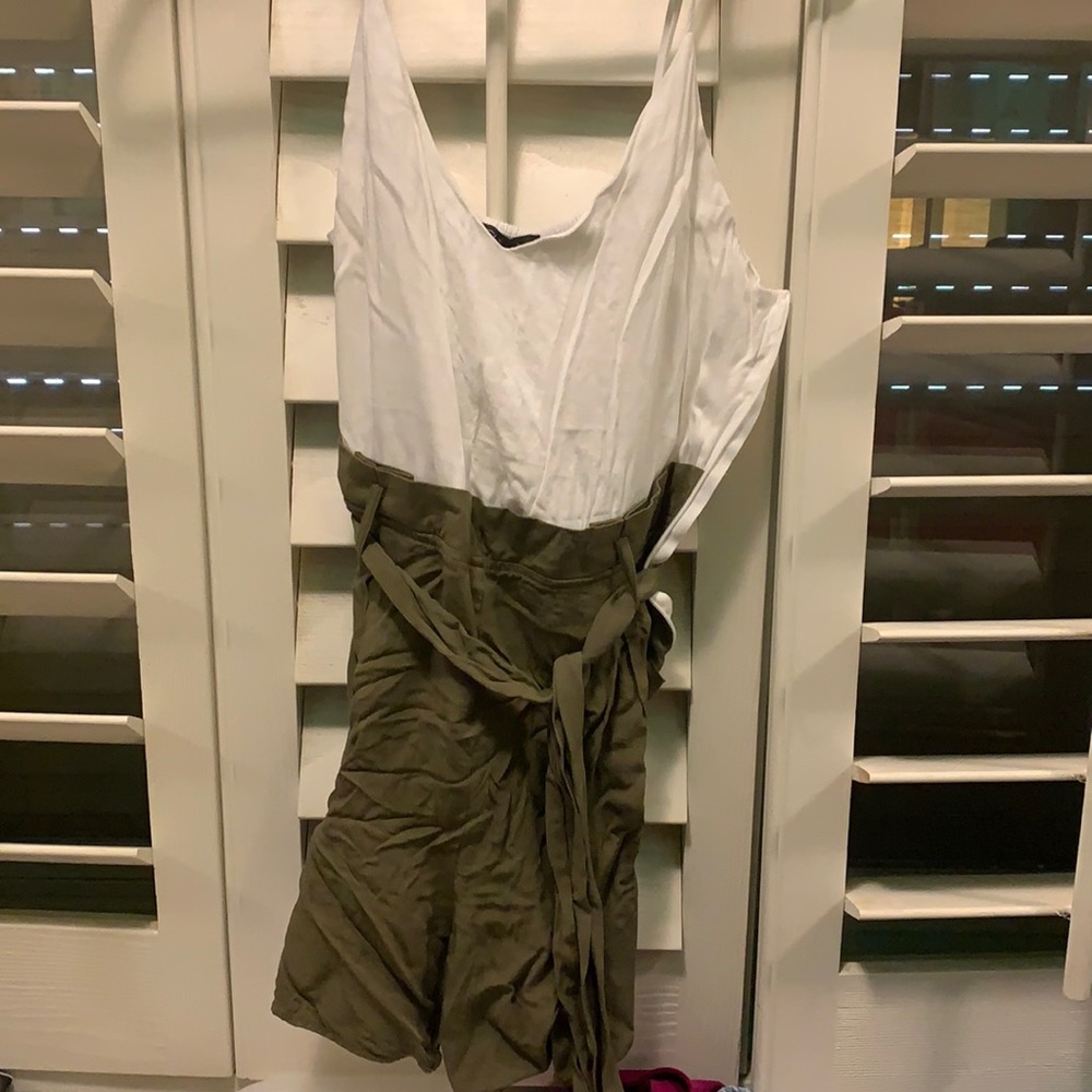 White and Olive Short Romper